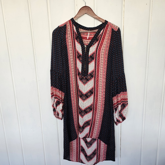 Free People Dresses & Skirts - Free People Peace Maker Black Combo Dress Fishtail Lined Boho Casual size Small